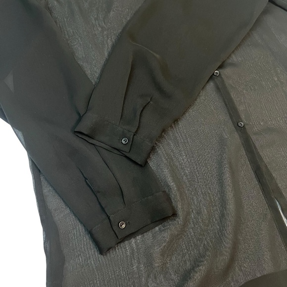 Norton McNaughton Sheer Black Button-Up Blouse | Size XL - Picture 2 of 6